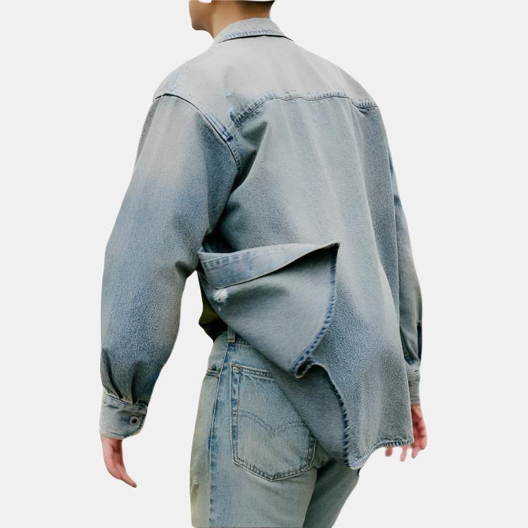 Levis SS25 Distressed Button Closure Denim Jacket Men outerwear Blue Gray 004GK-0001