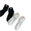 Socks New Solid Color Boat Socks Heel Bow Embroidery Invisible Cotton Socks Trend