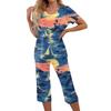 2 Piece Sets For Women Short Sleeve Top And Pants With Pockets Workout Soft  Print Sets