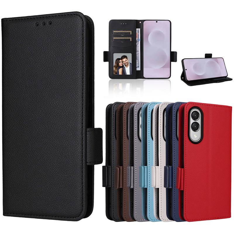 Für Samsung Galaxy S25 Edge Seitenverschluss Litschi-Muster Brieftasche Lederhülle für Galaxy S25 Edge Geldbörse Magnetische Handytaschen