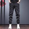 High-end American overalls men's new autumn elastic waist tied casual pants fashionable versatile men's pants tide