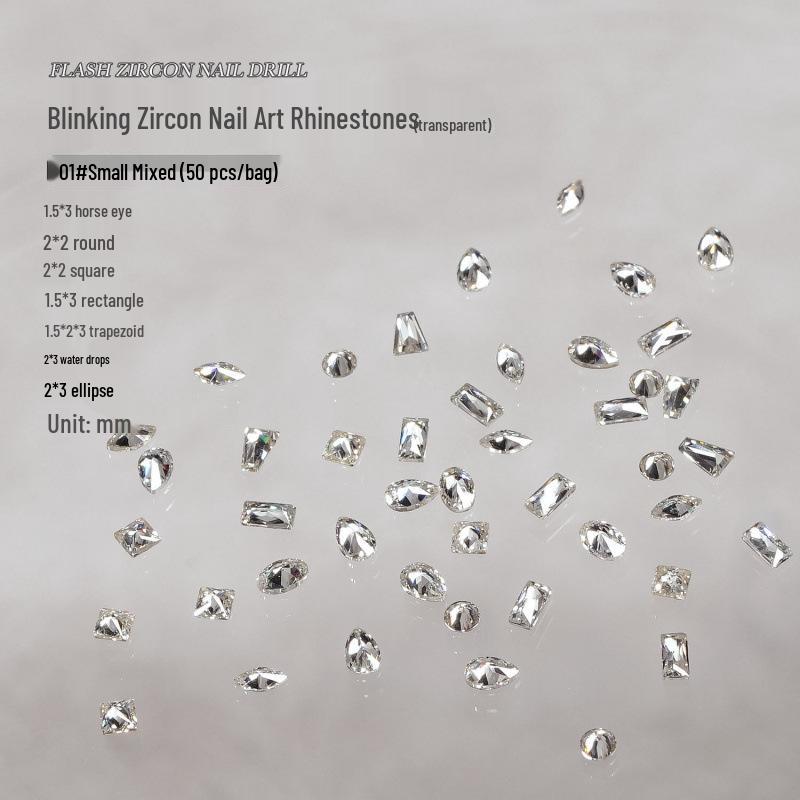 

Zircon Marquise Nail Art Rhinestones - Super Shiny Transparent White Flat Bottom Accessories