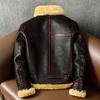 Thickened B3 Winter Clothes Warm Lapel Genuine Leather Fur Integrated Lamb Fur Men Genuine Leather Leather Jacket Retro Wool Jacket