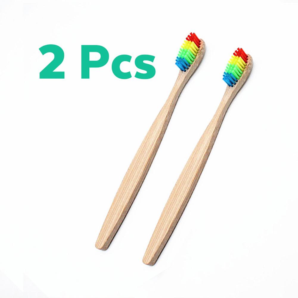 

Набор из 10 радужных бамбуковых зубных щеток, биоразлагаемых и компостируемых, экологически чистых, с натуральной бамбуковой щетиной с древесным углем