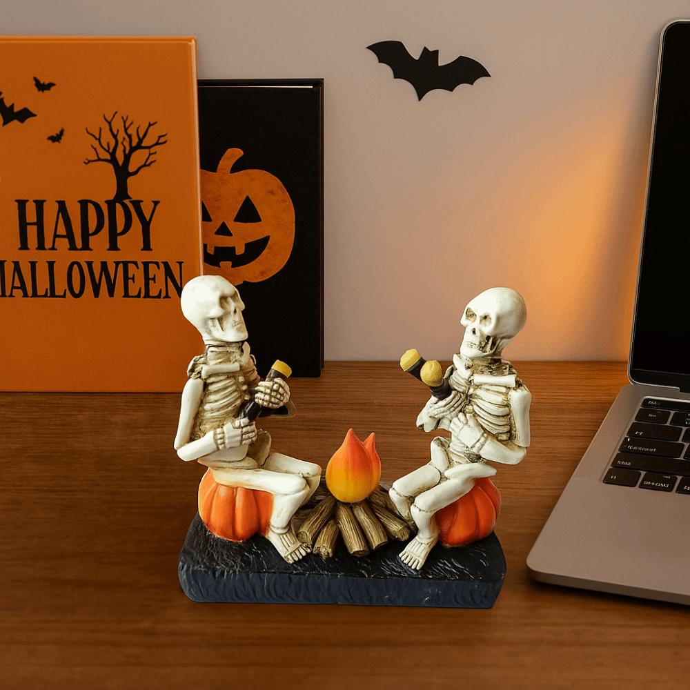 Durable Pumpkin Skull Figurine Resin Halloween Ornament  Office Display