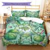 Bulbasaur Pattern Bedding Quilt Set Quilt Cover Pillowcase Home Decoration Birthday Gift (1 * Duvet Cover + 2 * Pillowcase, Without Core)