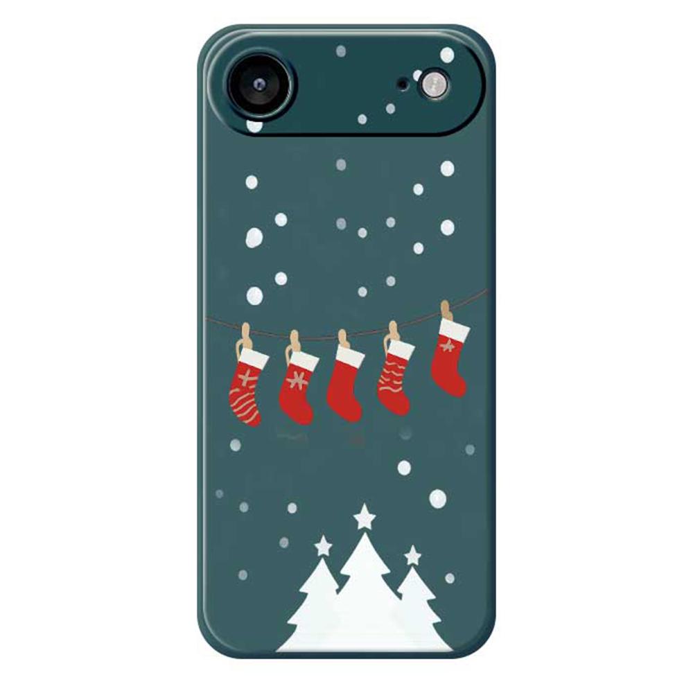 Für iPhone 17 Air Hülle Weihnachtssocken Musterdruck Gerade Kante TPU Handy Rückseite