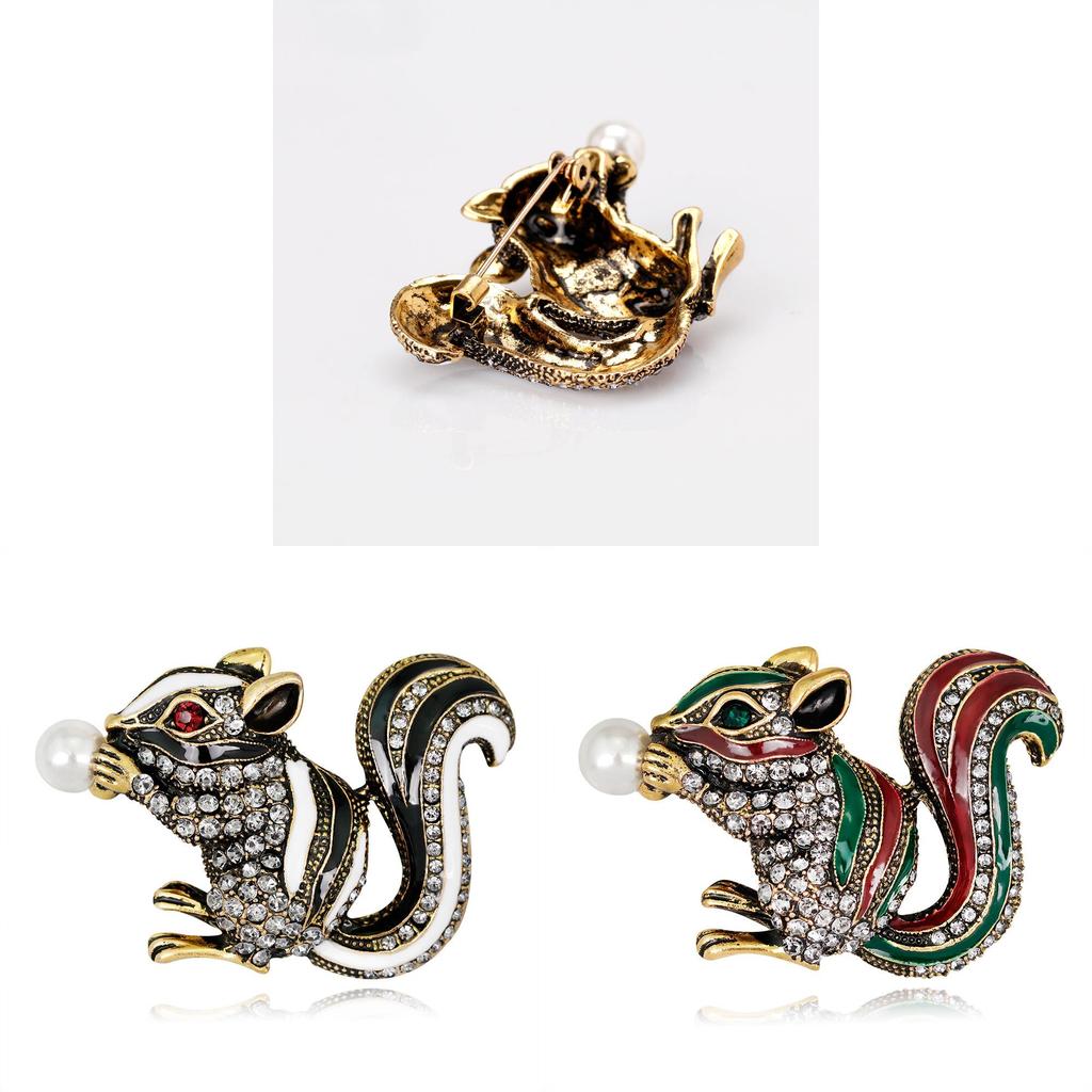 Fashion Squirrel Brooch Alloy Enamel Pin Cute Animal Accessory For Women