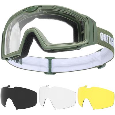 ONETIGRIS Airsoft Motorrad Schutz UV400 Polarisierte Linse Verstellbar Bequem Stoß für Nacht und Grün Brille, Brille, Staubdicht, Beschlagsfrei,