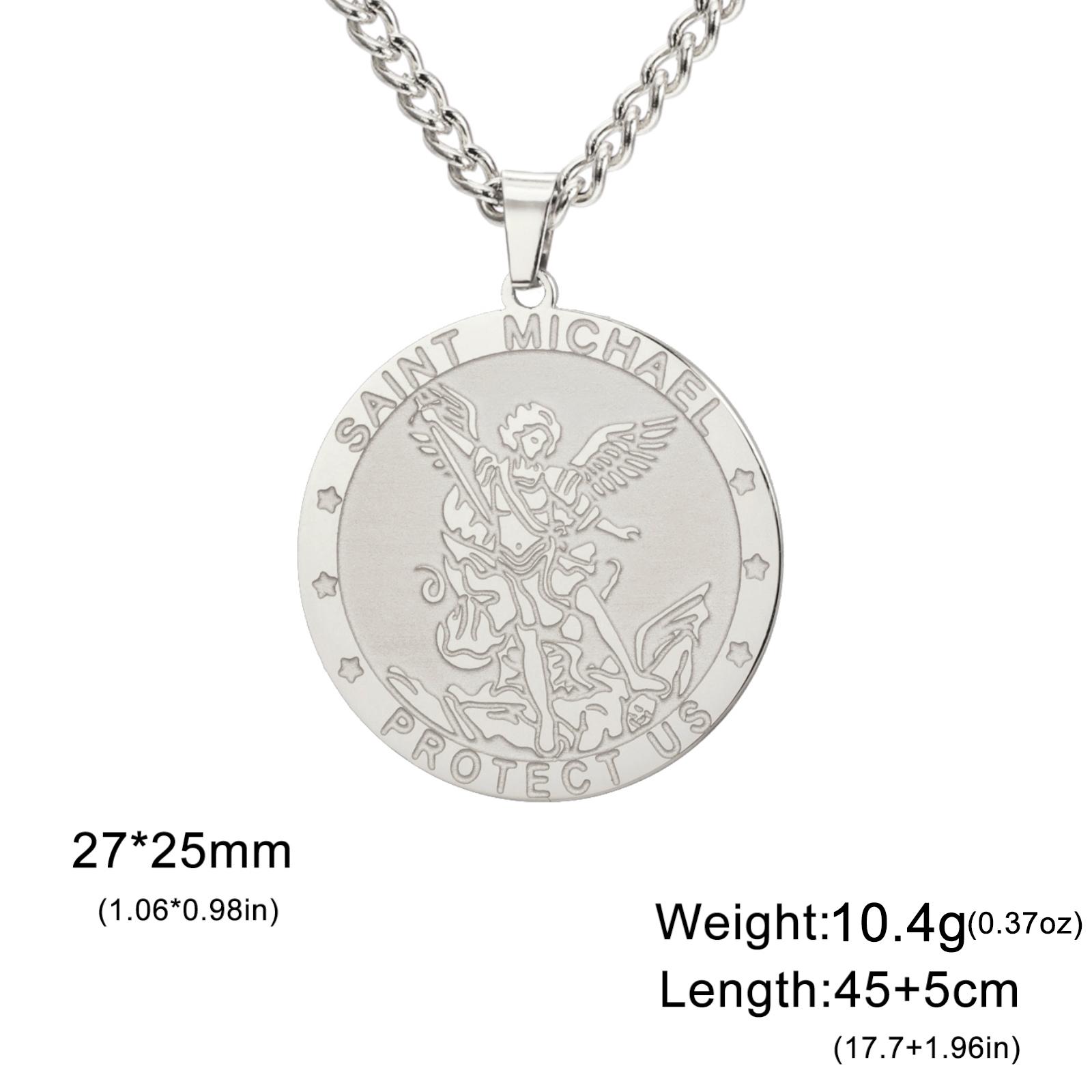 

Teamer Archangel Michael Necklace Vintage Stainless Steel Medallion Pendant Choker Necklace Women Men Amulet Jewelry 2026 New