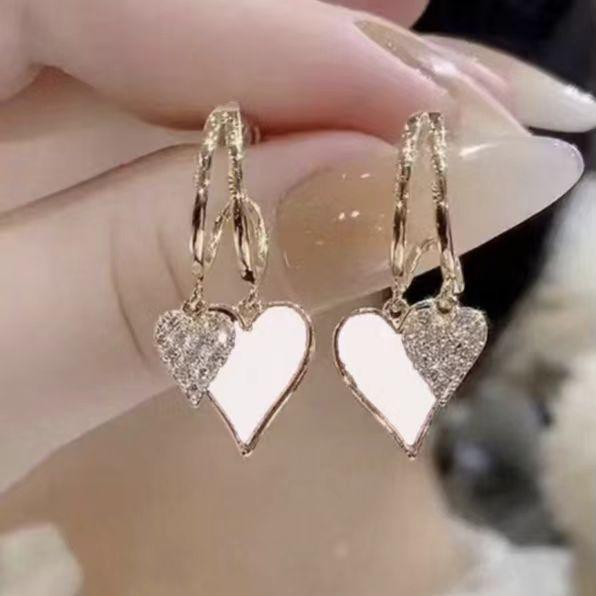 Vintage Hohl Zirkon Herz Ohrringe für Damen Strass Gold Farbe Herz Tropfen Ohrring Luxus Hochzeit Paar Schmuck Geschenke