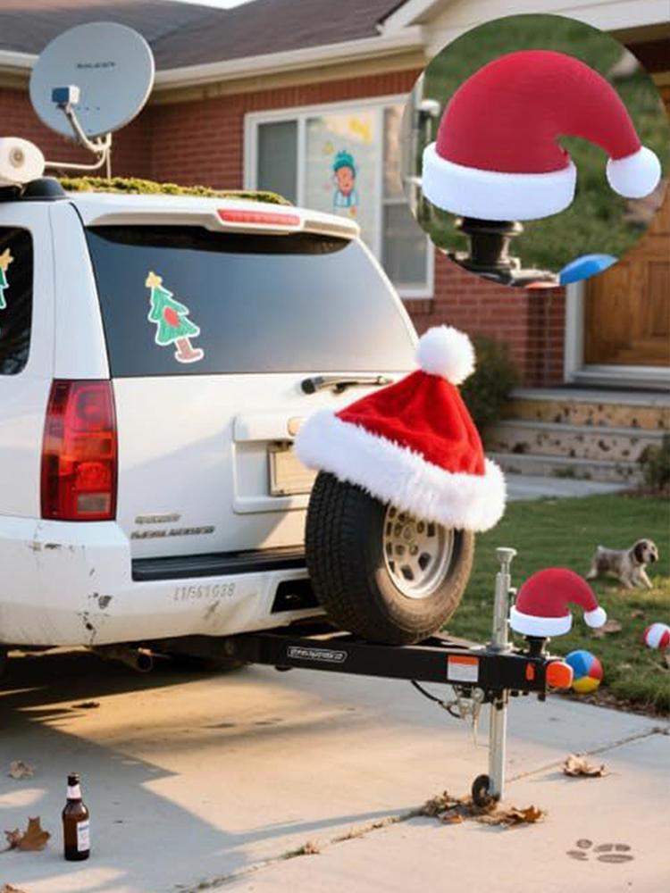 Christmas Hat Trailer Hitch Ball Cover 3D Printed Trailer Coupling Cap Trailer Hitch Cover Cap Christmas Gift
