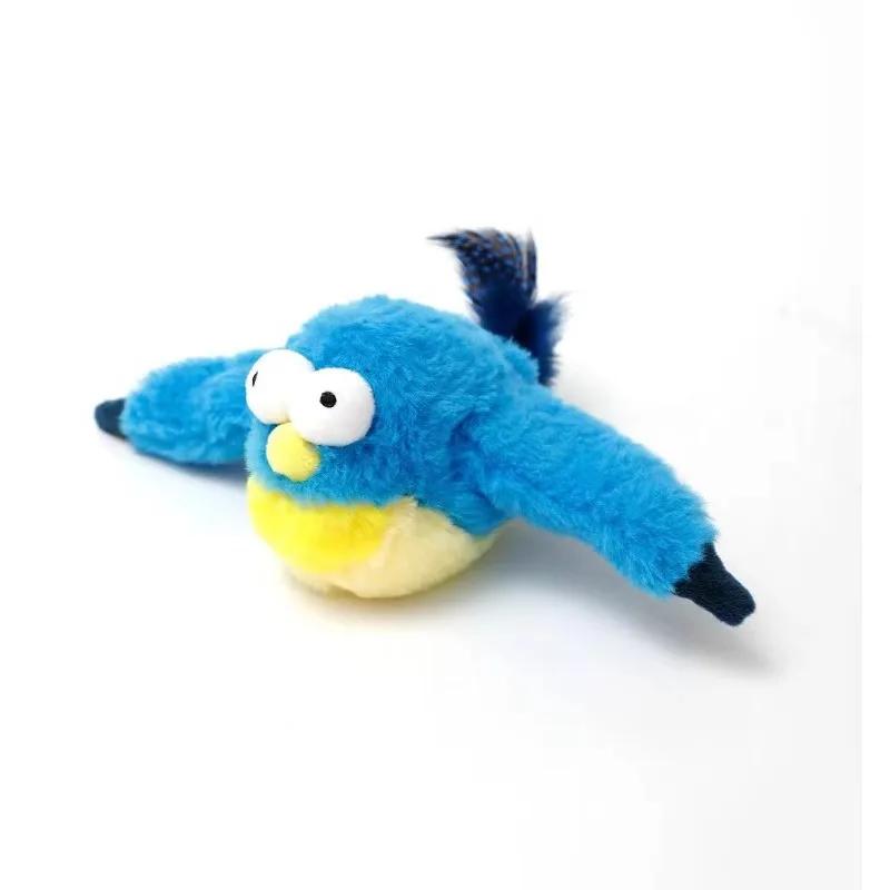 Electric Simulated Bird Cat Plush Toy Feather Interactive Squeaky Kitten Toy Catnip Rechargeable Bird Bite-resistant Cat Toy