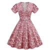 Retro Color Large Hem High Waist Slimming A- line Skirt Short Sleeve