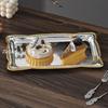 European-Style Rectangle Fruit Plate,Portable Carved Flower Texture Metal Cake Tray,28 cm Dessert Storage Snack Plate Decoration