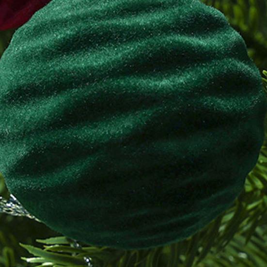 12 Pcs Velvet Christmas Balls Flocking Balls Christmas Tree Ornament Shatterproof Plastic Hanging Baubles Decoration for Xmas Tree Party Home