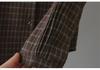 Plus Size Women's 2026 Spring Plaid Coat with Lace Collar Cardigan - Slimming Long Sleeve Shirt