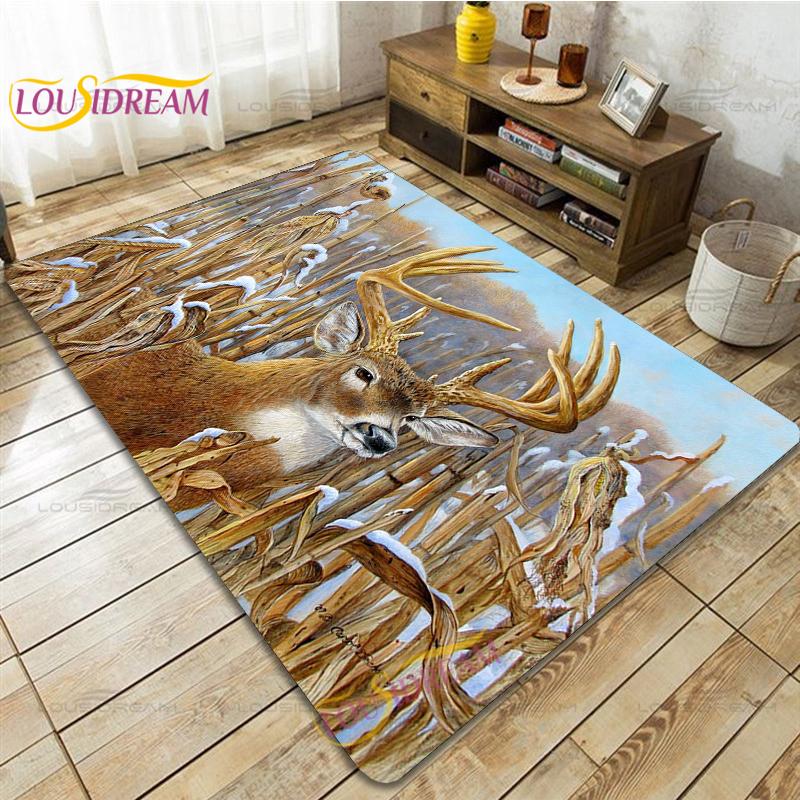 Wild Animals Deer Wildebeest Carpet for Living Room Bedroom Rug Kitchen Door Kids Unslip Floor Mats Birthday Gift Alfombra Rug