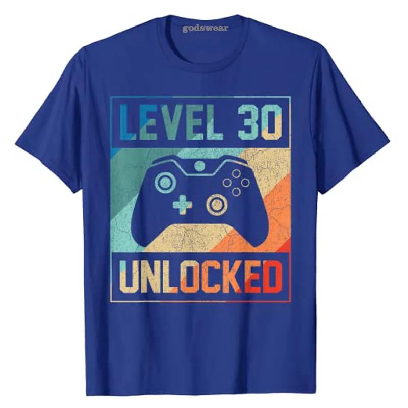 Level 30 Unlocked Shirt Funny Video Gamer 30th Birthday Gift TShirt Casual Tee Casual Tops Unisex Clothing Best Seller S