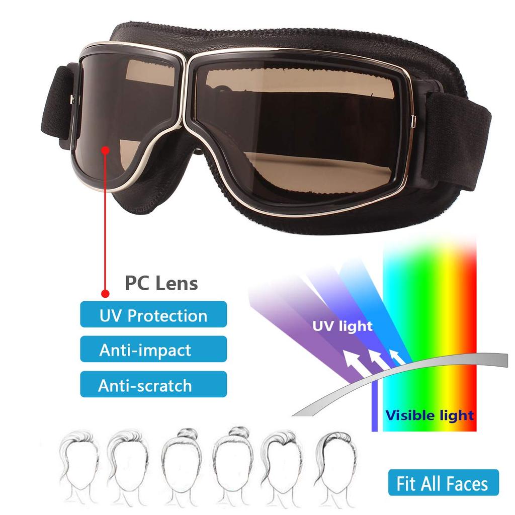 TYSKL Retro Pilot Motorcycle Goggles Anti Fog Warm Goggles ATV Motorcycle Motocross Glasses Protective Glasses