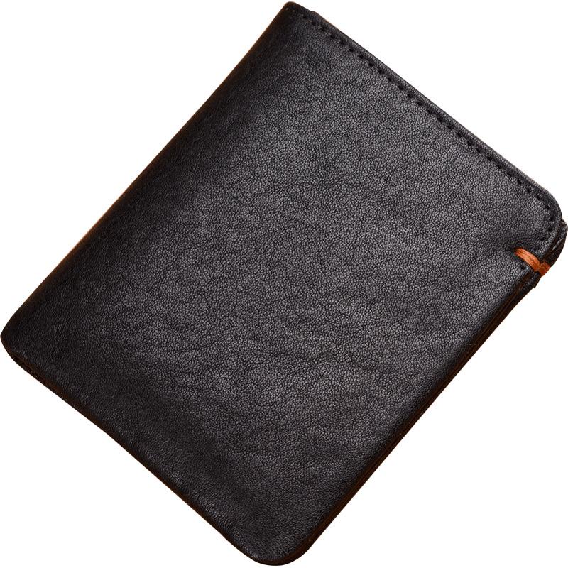 Top Layer Genuine Leather Wallet Mens Black Business Card Holder Luxury Moneybag