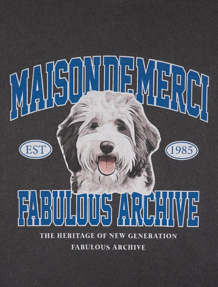 LA MAISON STUDIO Unisex Puppy Pigment Logo Smoky Short Sleeve T-Shirt Charcoal (Fcf2Ts419M)