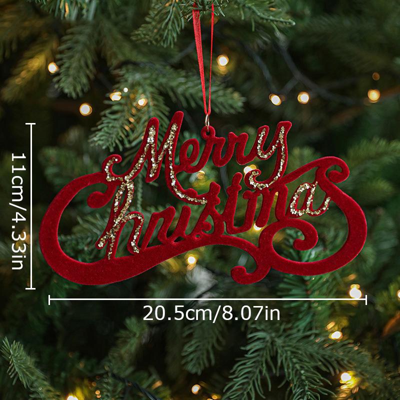 Gold Powder Red Christmas Decoration Flocking Pendant Bow Wreath Christmas Tree Hanging Ornament Xmas New Year Party Home Decor