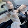 Women’s Bowknot Flared UV Protection Arm Sleeves, Ice Silk Cooling Sun Sleeves, Loose Fit Fashion Arm Covers for Summer Outdoor Driving