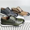 Fashion 2025 Fashion Luxury Designer Mens Oxfords Shoes Natural Cow Leather Crocodile Print Shoes B17