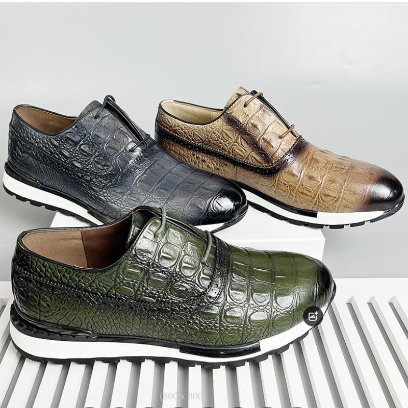 Fashion 2025 Fashion Luxury Designer Mens Oxfords Shoes Natural Cow Leather Crocodile Print Shoes B17