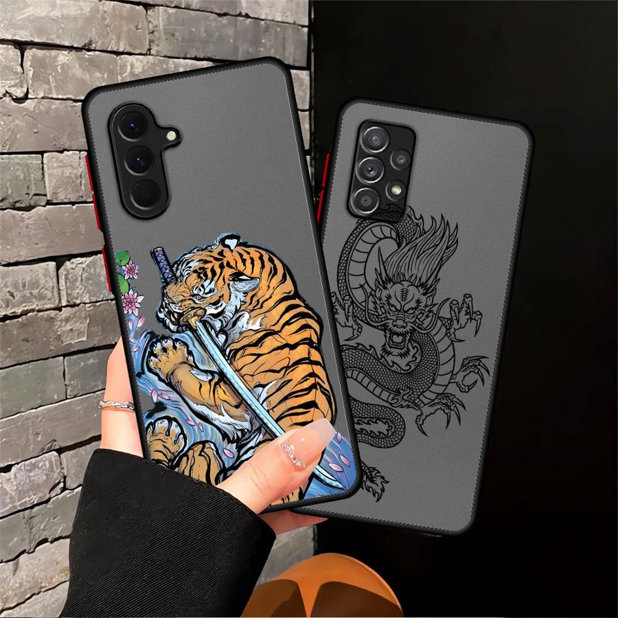 Phone Cover Case for Samsung Galaxy A53 A16 A15 A34 A36 A17 A52 A52S A72 A14 A23 A35 A73 A33 A54 A56 A55 Cool Tiger Dragon