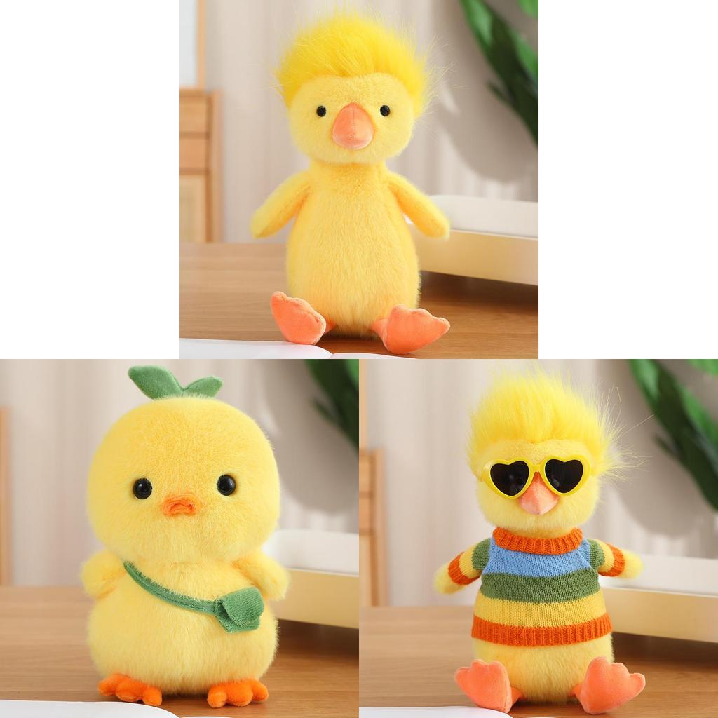 Fluffy Duck Plush Toy With Pp Cotton Filling For Kids And Office Desk Decor