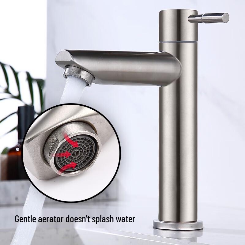 Brushed 304 Stainless Steel Single Cold Basin Faucet
