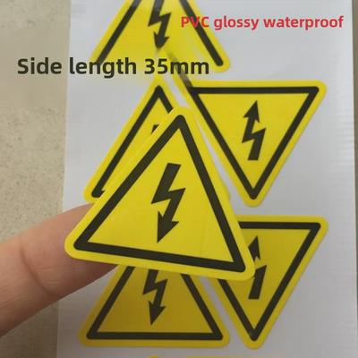 10 Gelbe PVC-Warnaufkleber - 35mm, Gefahr durch elektrischen Schlag für Schaltschränke