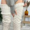 Hollowed Out Knitted Over Knee Long Socks for Women Winter Fall Thigh High Stockings Solid Color Thermal Long Leg Warmer