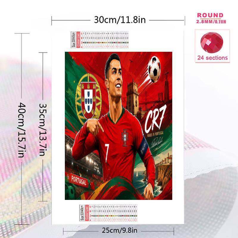 Cr7 Portugal Football Legend 100% Round Full Drill 5D DIY Diamond Painting Embroidery Cross Stitch Rhinestone Decor