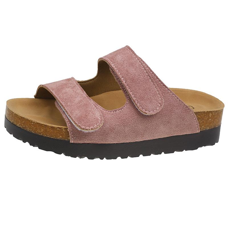 Velcro thick-soled slippers women's summer wear flat-bottomed Boken ugly cool slippers tide