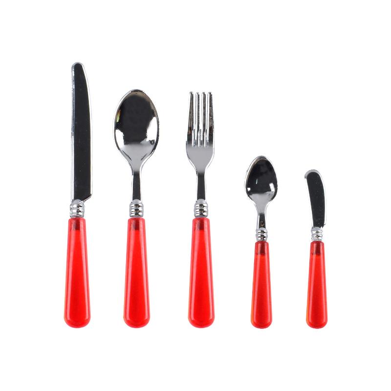 Dollhouse Tableware Mini Set /6 Scale 5Pcs Kitchen Knives Forks Spoons Simulation Play House Food Tools