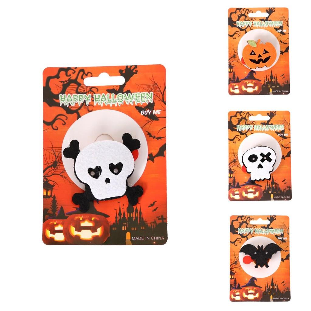 Adorable Halloween Felt Brooches Featuring Glow-in-the-dark Skeletons And Pumpkins
