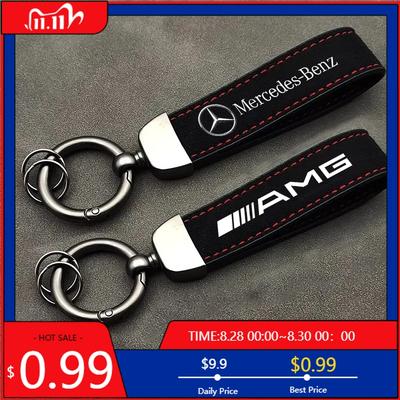 GLC GLB Suede Leather Keyrings Luxury Car AMG Keychain Accessories For Mercedes Benz W204 W205 W203 W211 W212 W213 W201 W210 W1