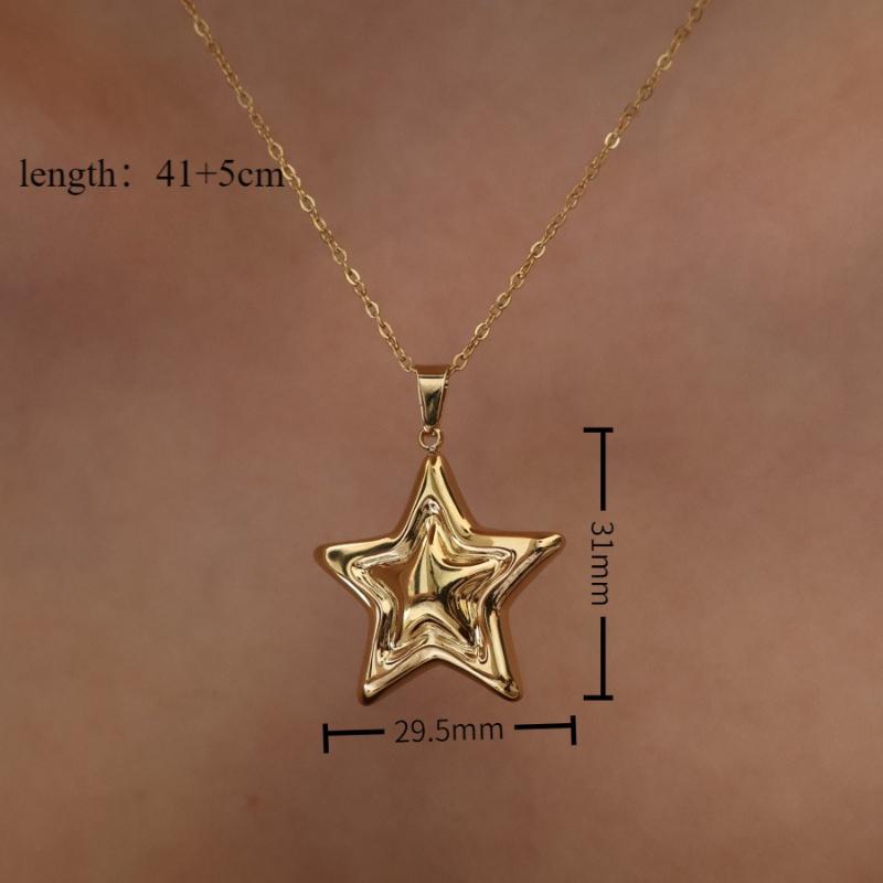 Fashionable 18K Gold Plated Stainless Steel Necklace Jewelry Waterproof Star Ring With Necklace for Weddings