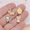 10Pcs Gold Plated Pink Enamel Dog Paw Footprint Charm Pendant For Jewelry Making Bracelet Earrings Diy Accessories Craft 16X14Mm