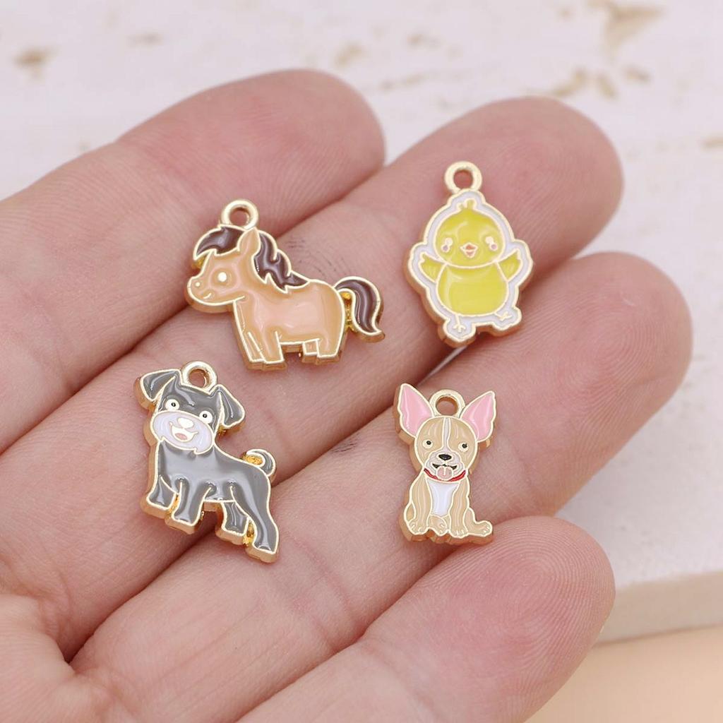 10Pcs Gold Plated Pink Enamel Dog Paw Footprint Charm Pendant For Jewelry Making Bracelet Earrings Diy Accessories Craft 16X14Mm