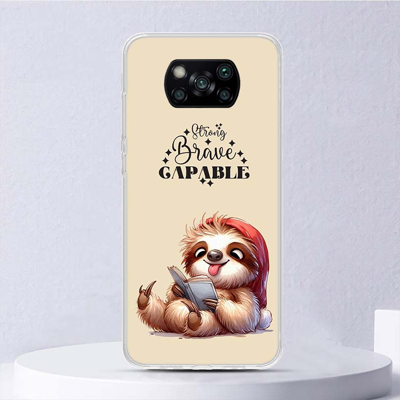 Animal Cute Cartoon Sloth Coffee Soft Case For Xiaomi Poco X7 X6 X5 X4 X3 Nfc F7 Ultra F6 F5 Pro Phone Cover F4 Gt F3 M5S M4 M3