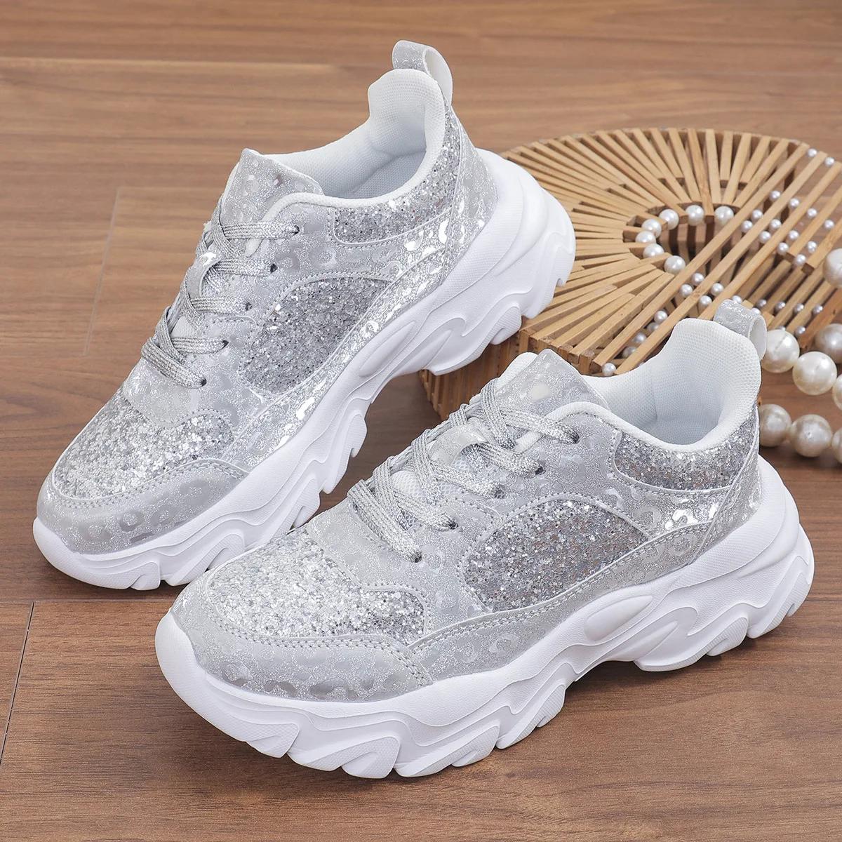 

Женские повседневные кроссовки, удобная нескользящая спортивная обувь, женская мода, дышащие кроссовки на платформе с мягкой подошвой, размер плюс 42 42 серебряный