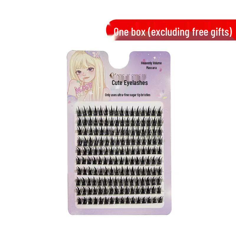 Exclusive Transparent Stem Fishtail Natural Single-Cluster False Eyelashes for Beginners
