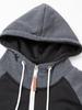 Men's European Size Color Block Raglan Sleeve Hooded Cardigan Sweatshirt