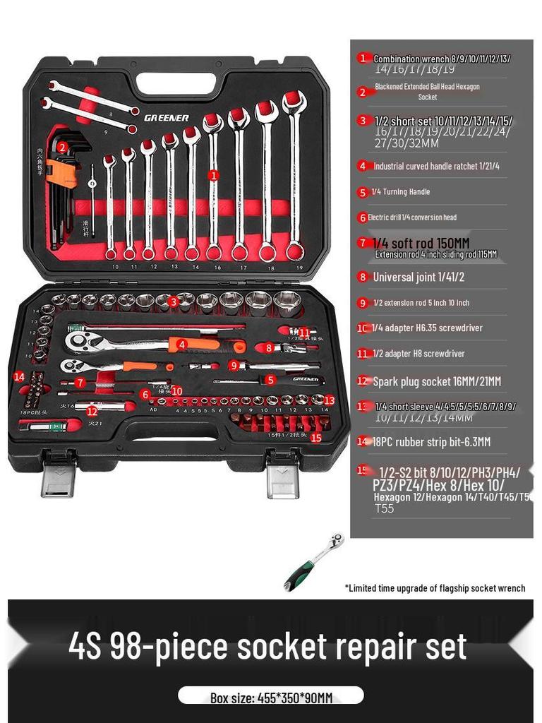Quick Ratchet Socket Wrench Set for Car and Motorcycle Repair