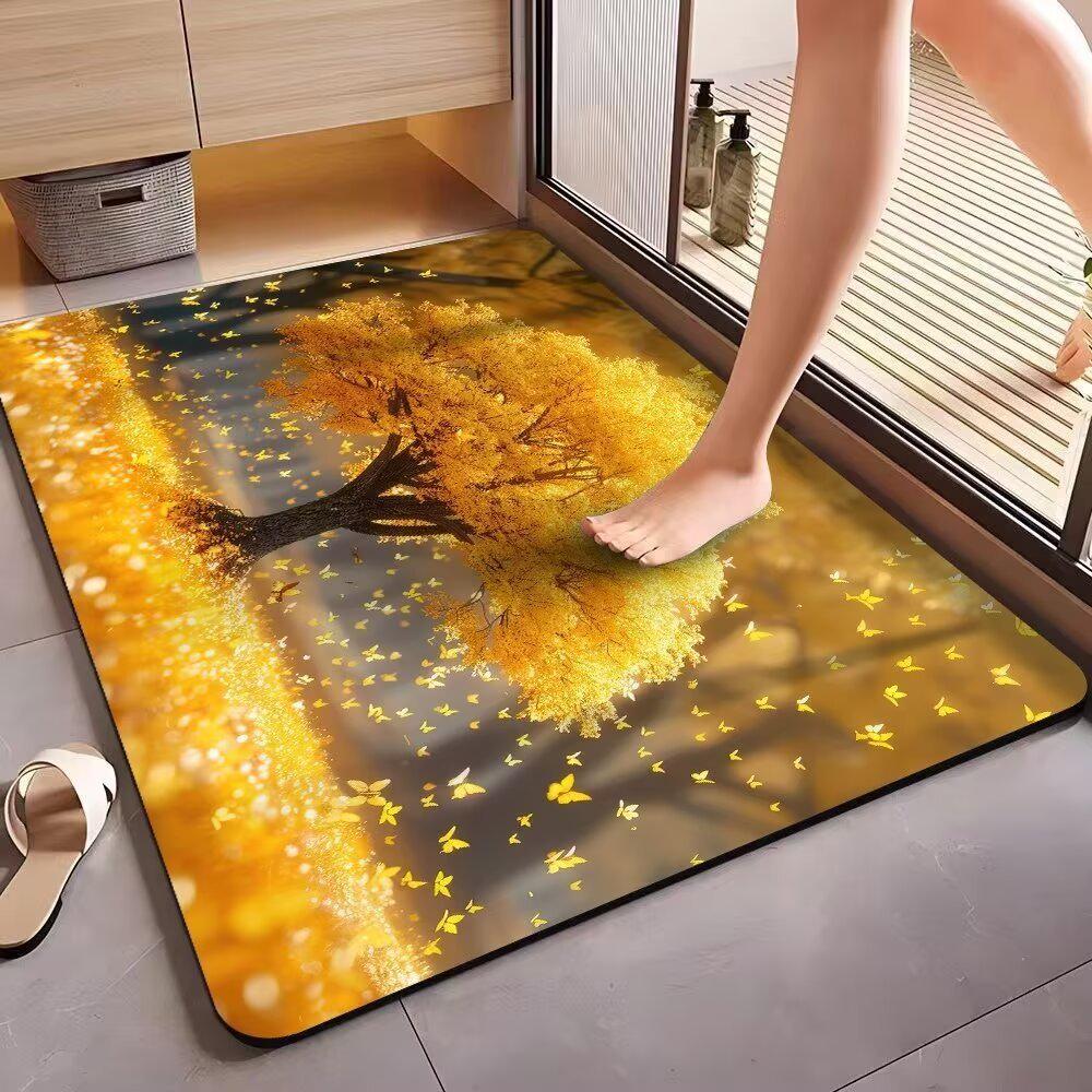 3D Floral Diatom Mud Quick-Dry Bathroom Mat - Absorbent, Soft, Non-Slip Toilet & Kitchen Carpet