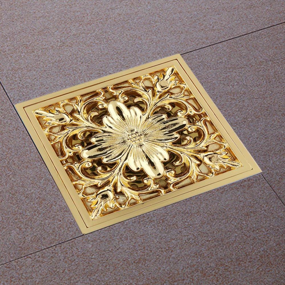 Square Bathroom Floor Drain With Strainer Antique Brass Drain Decorative Floor Drain Bathroom